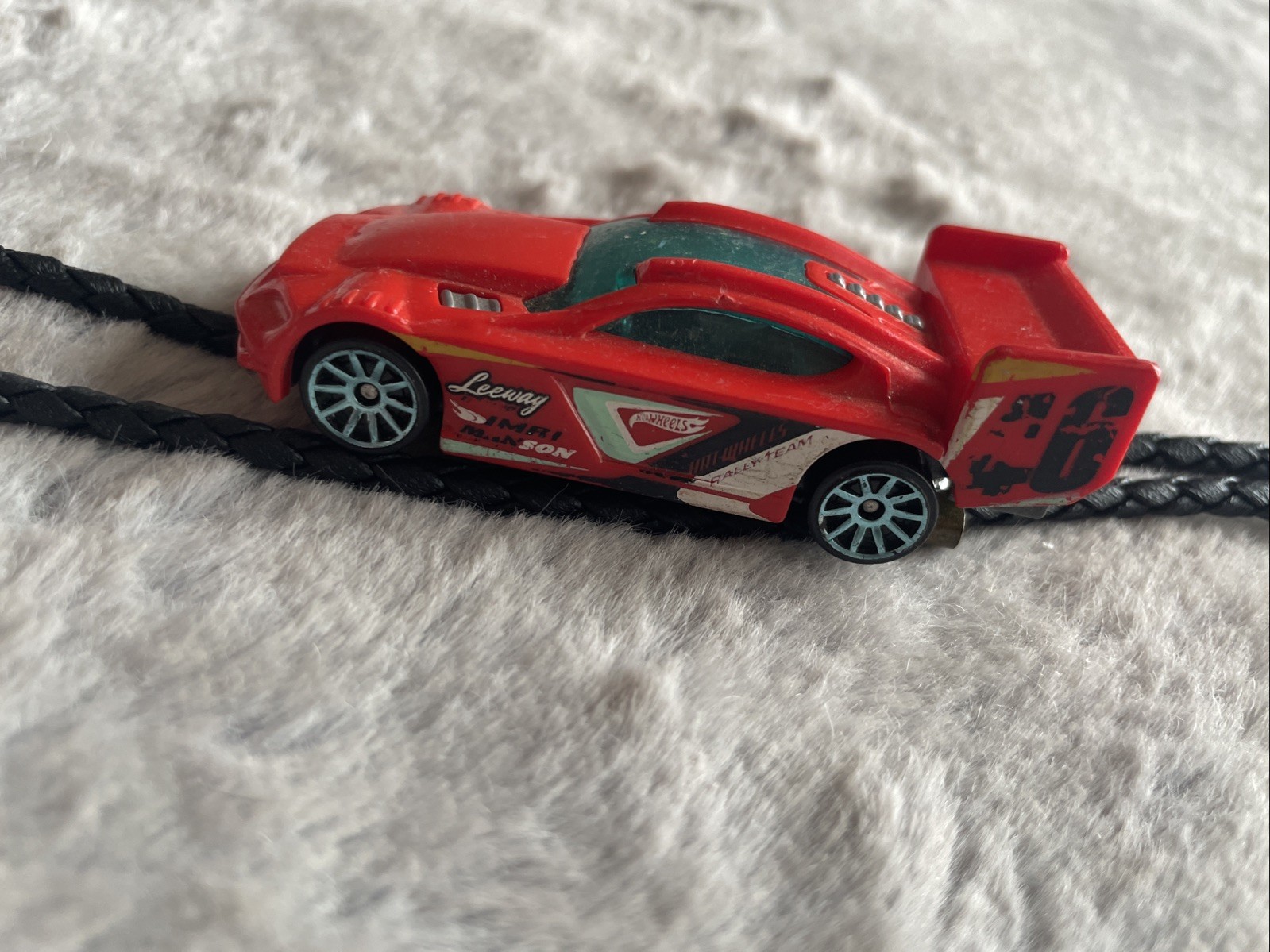 Hot Wheels Time Tracker distressed racing car bolo tie