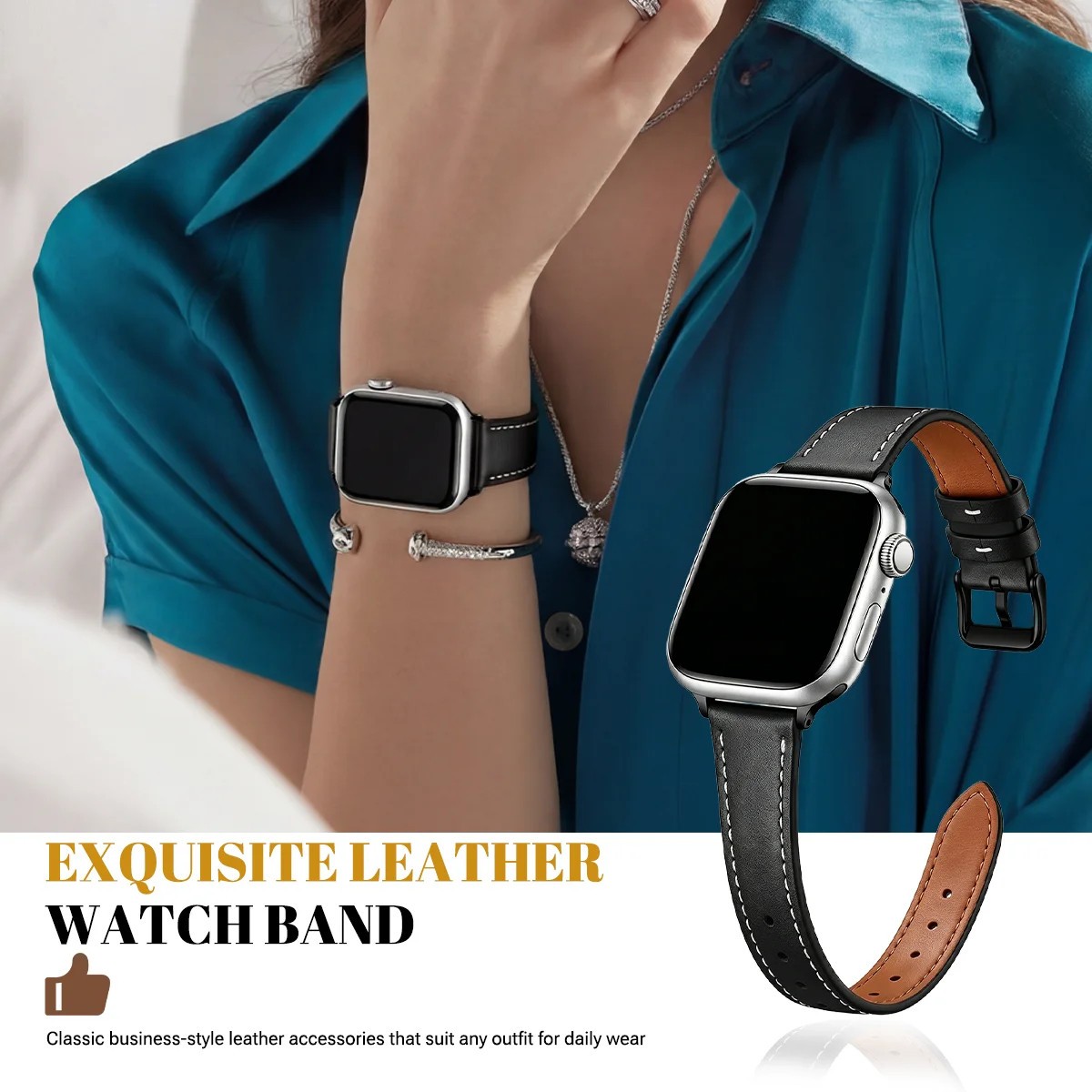 For Apple Watch Genuine Leather Loop Strap Band Series 1 To 11 SE 38mm 45mm