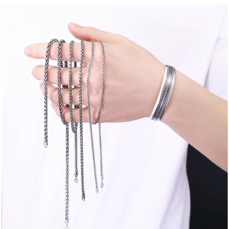 Real Sterling Silver Chain For Men 2mm/3mm/4mm/5mm Wheat Chain Silver Necklace