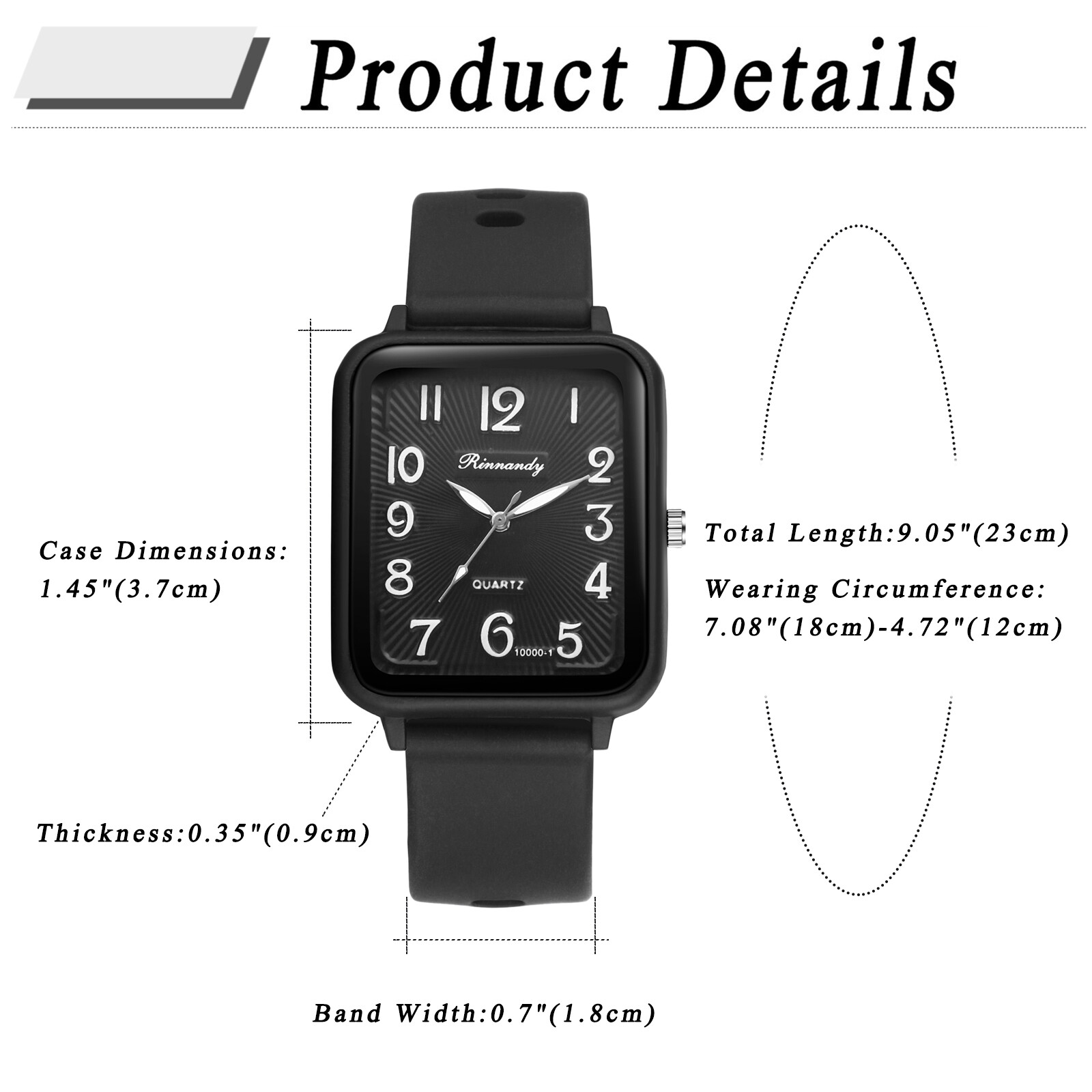 Men Women Boys Girls Sports Silicone Simple Square Dial Teens Quartz Wrist Watch