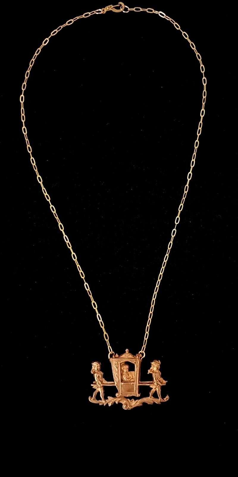 Vintage Art Nouveau Princess Carriage Necklace Die Struck Authentic