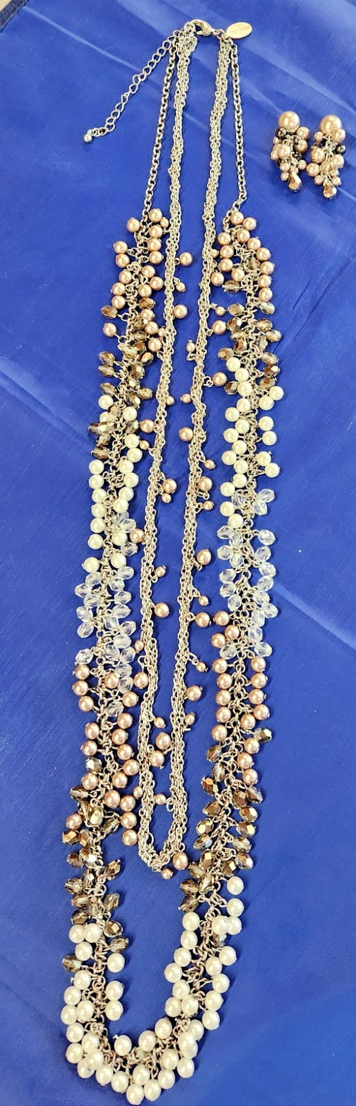 White House Black Market 36″ Multi Strand Bead & Pearl Necklace & Earring Set