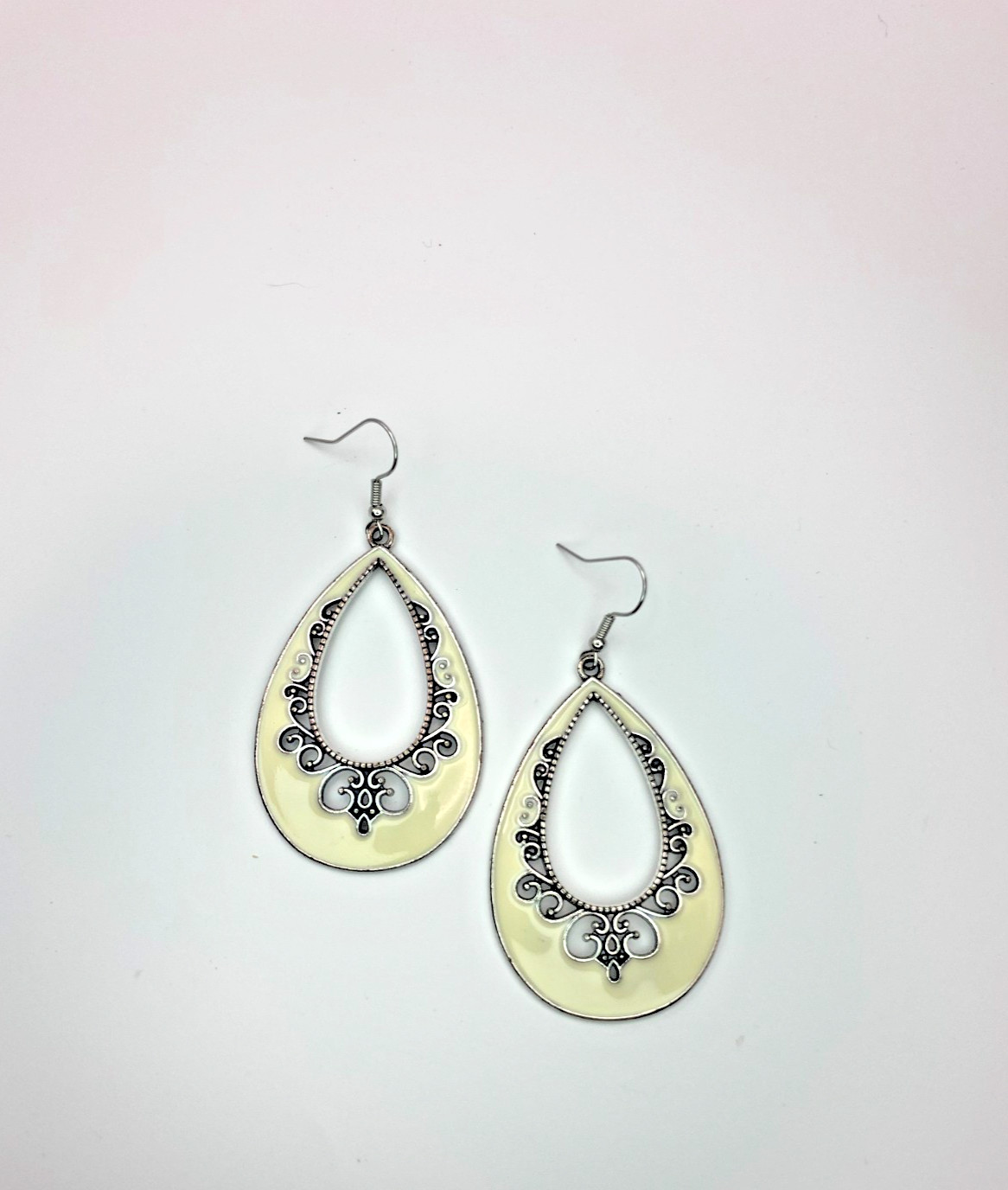 Off White Teardrop Earrings
