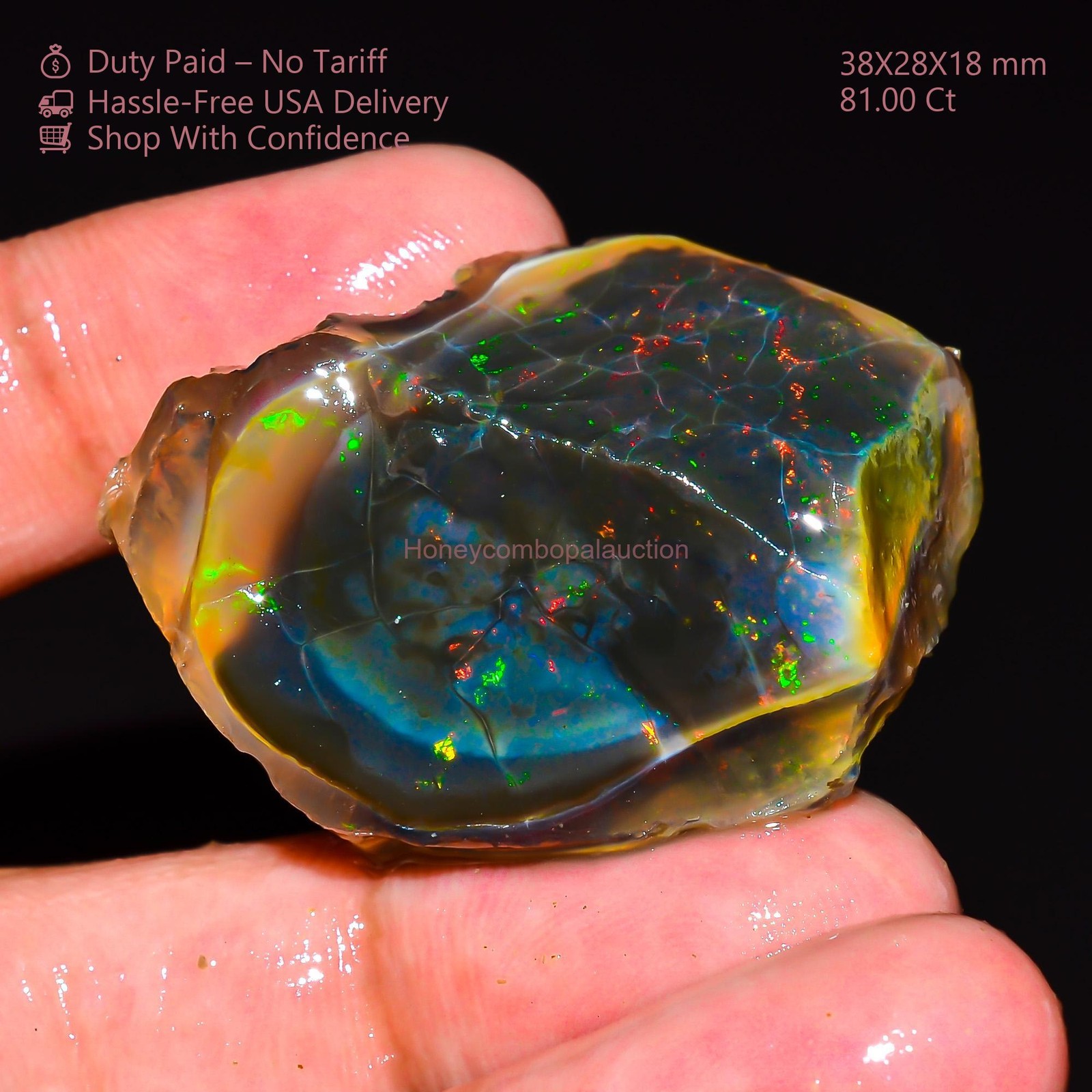 81.00 Cts Natural Ethiopian Welo Fire Oil Opal Rough Bracelet Making 38X28X18 mm