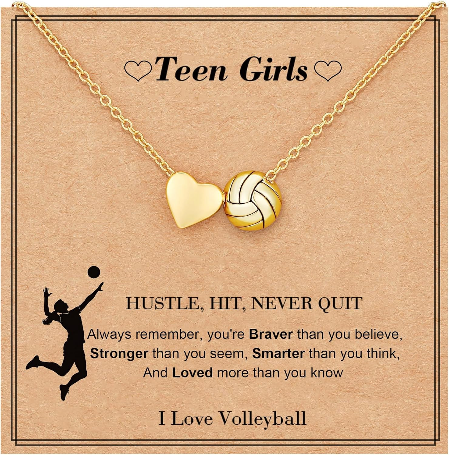 Volleyball Necklaces Gifts for Women Teen Girls, 18K Gold Plated Volleyball Pend