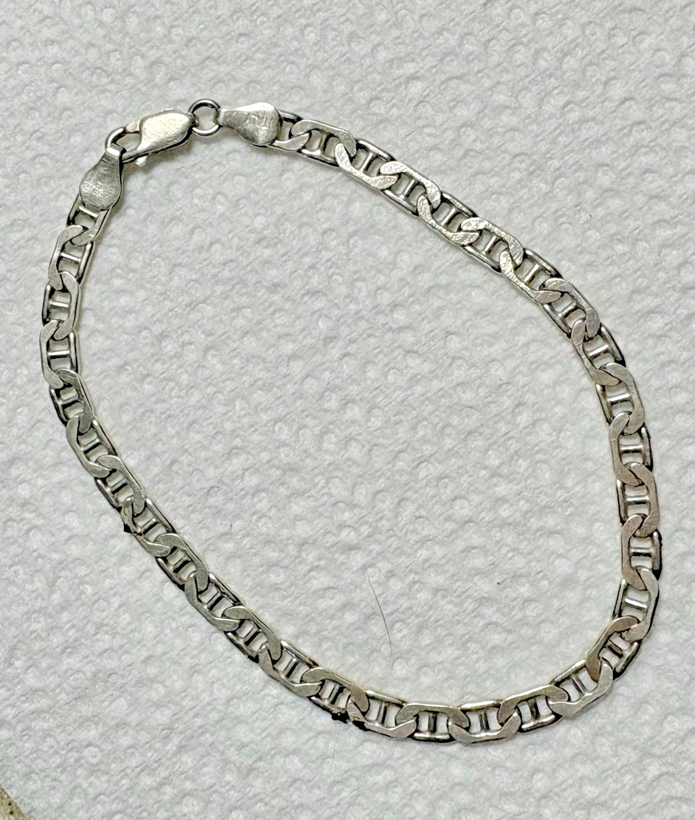 Silver 925 Italy Flat Anchor Link Mariner Men’s Bracelet 8-1/4″ long 10 grams
