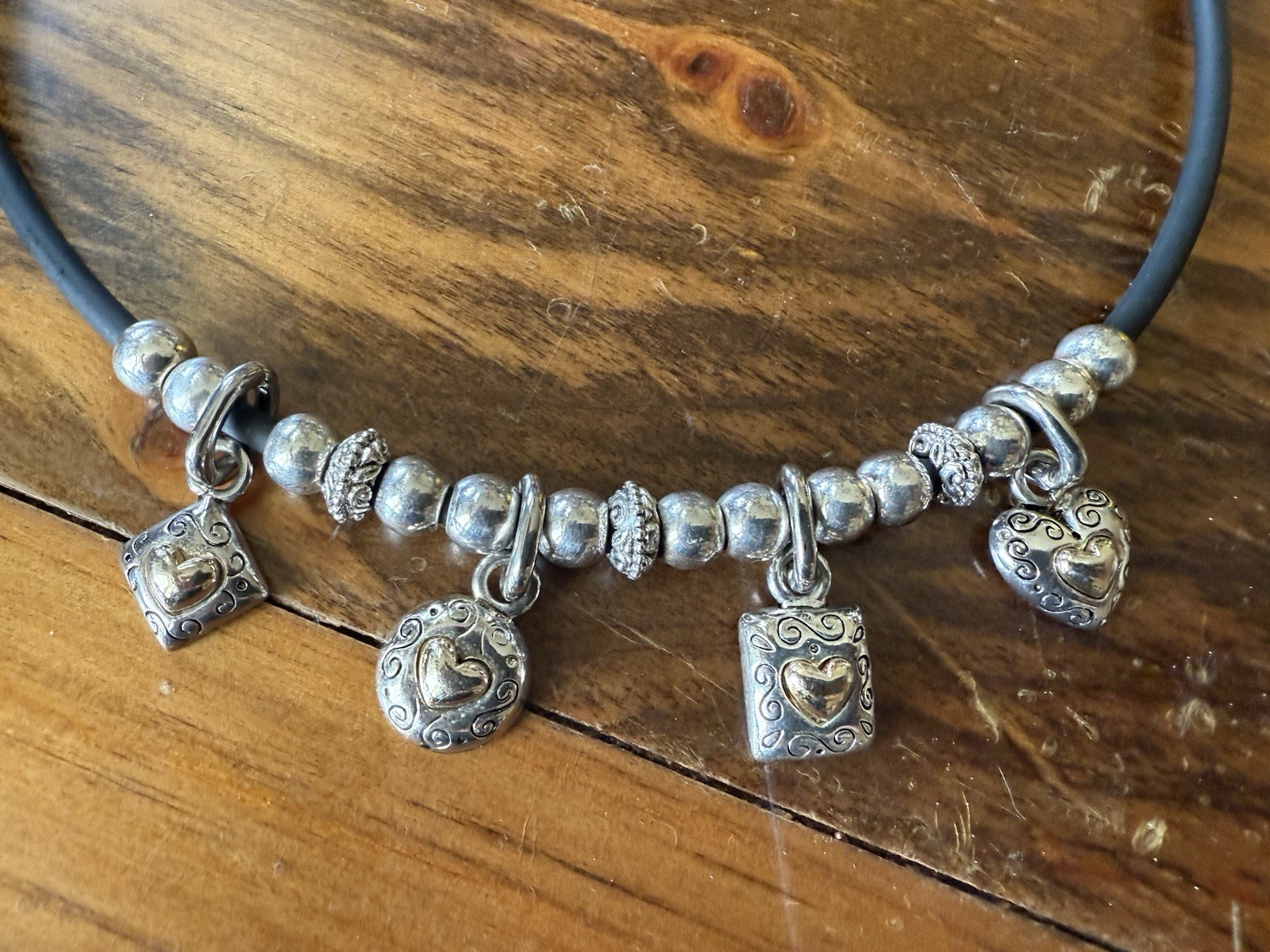 Silver Toned heart Charm Necklace And matchingEarrings