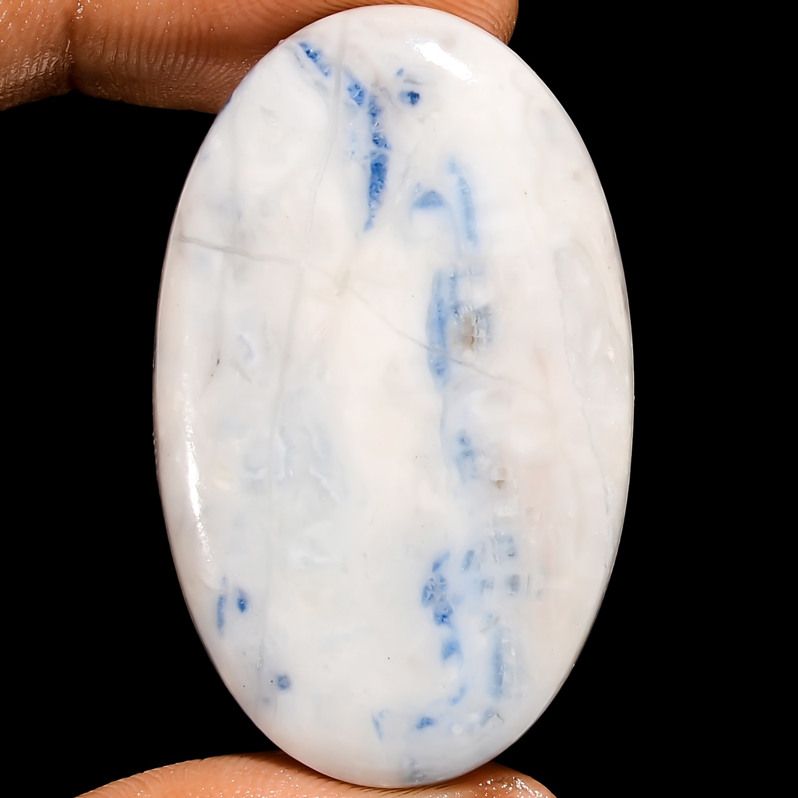 100% Natural Blue Scheelite Oval Cabochon Gemstone 55.5 Ct. 40X24X5 mm EE-52159