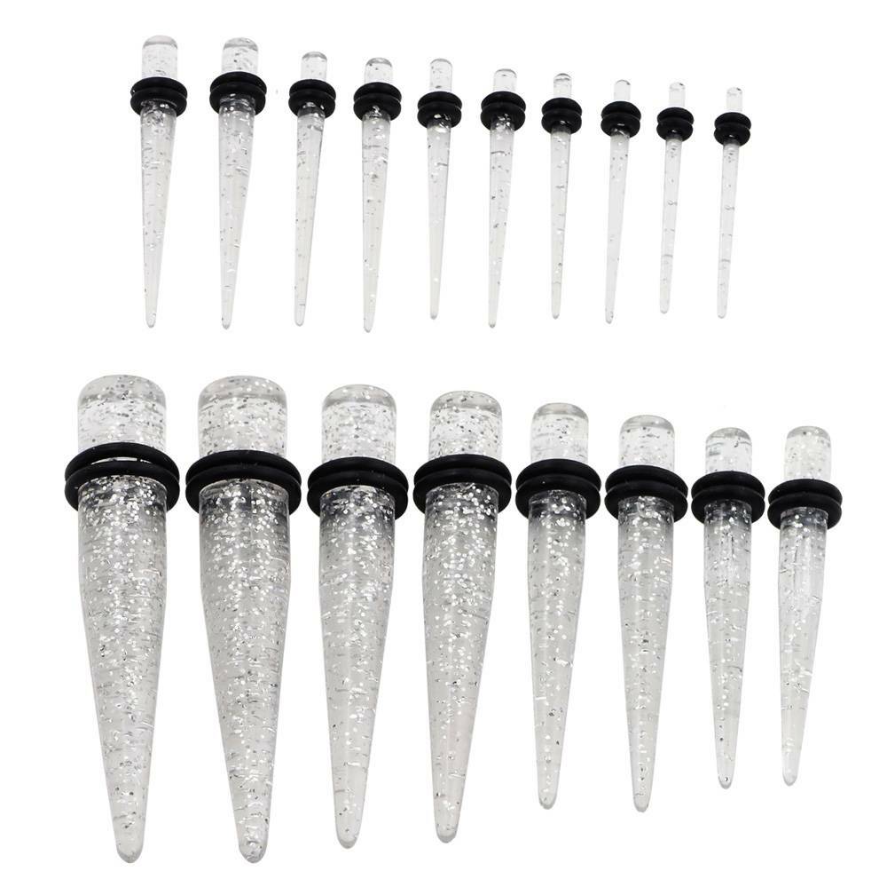 12-18PC Ear Taper Stretching Kit 14G-20MM Beginner Gauges Acrylic Taper Plug Set