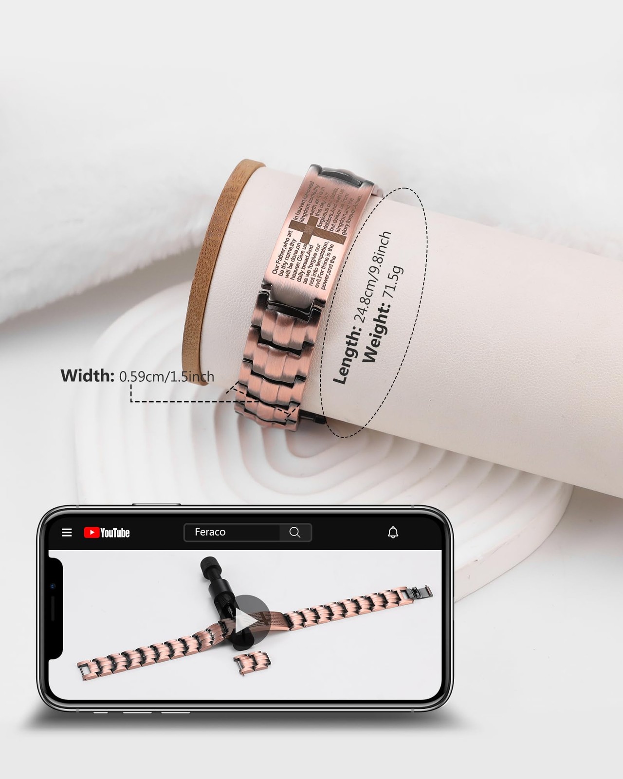 Men’s Bracelet Magnetic Therapy Arthritis Pain Relief Pure Solid Copper Bangle