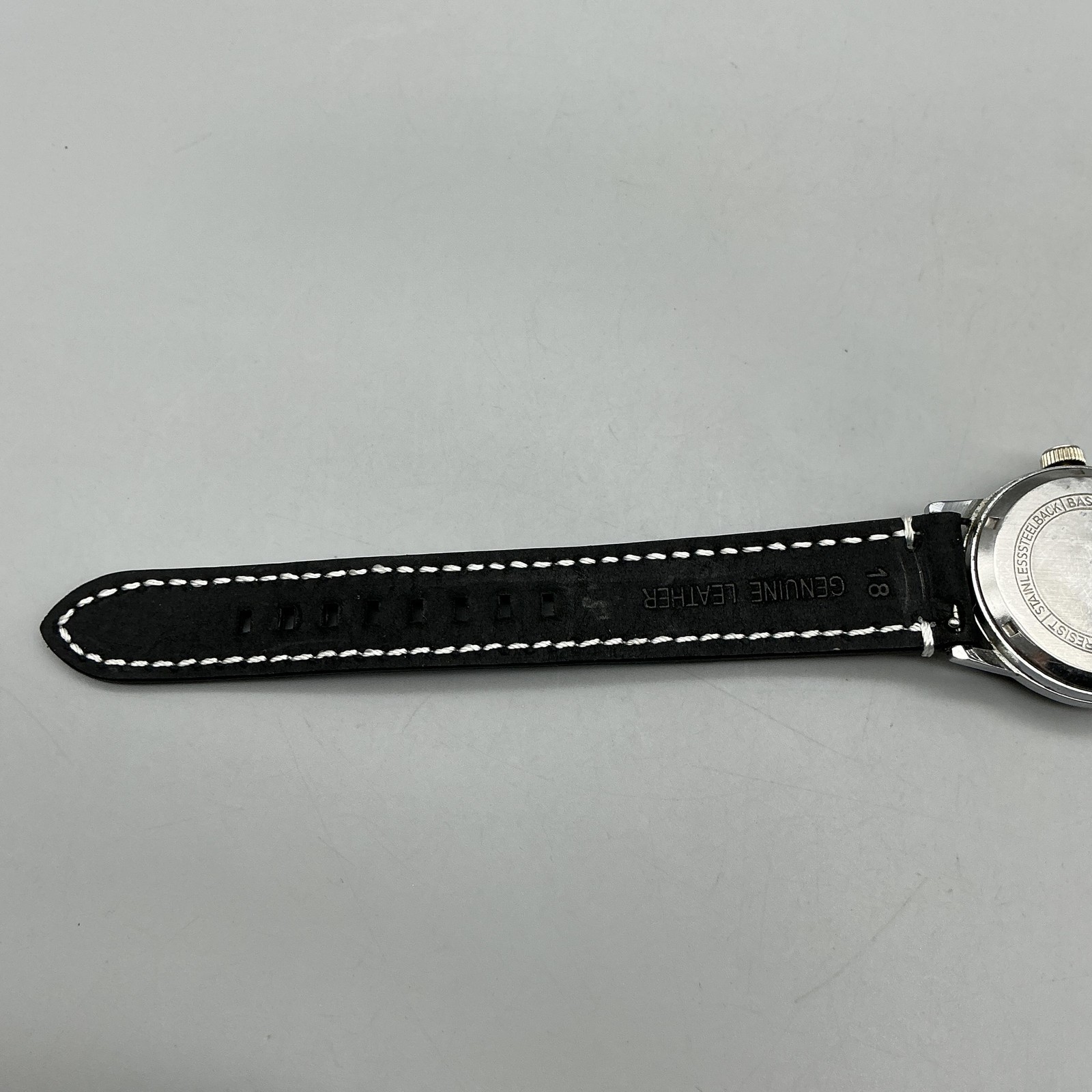 Vintage Disney Mickey Mouse Mens Watch 33mm Silver Tone Manual Black Leather