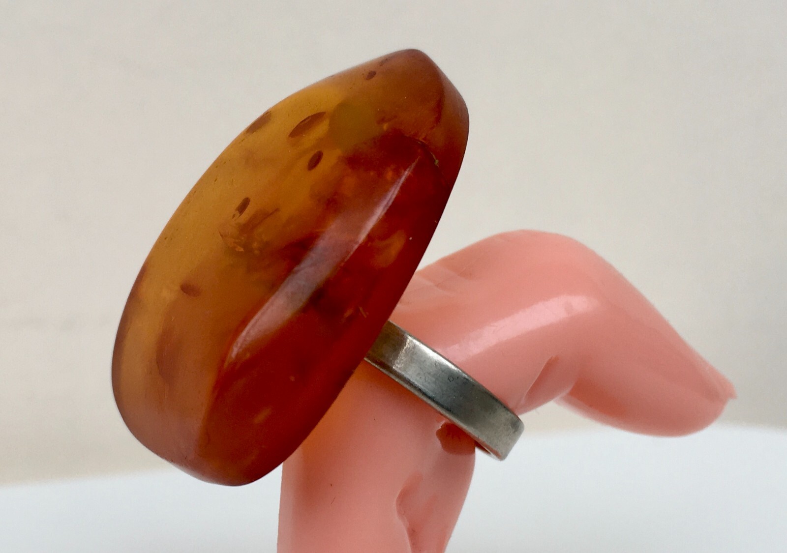 Ring made of Natural Amber Cupronickel USSR period Size 8 18.25 mm 8.86 gr