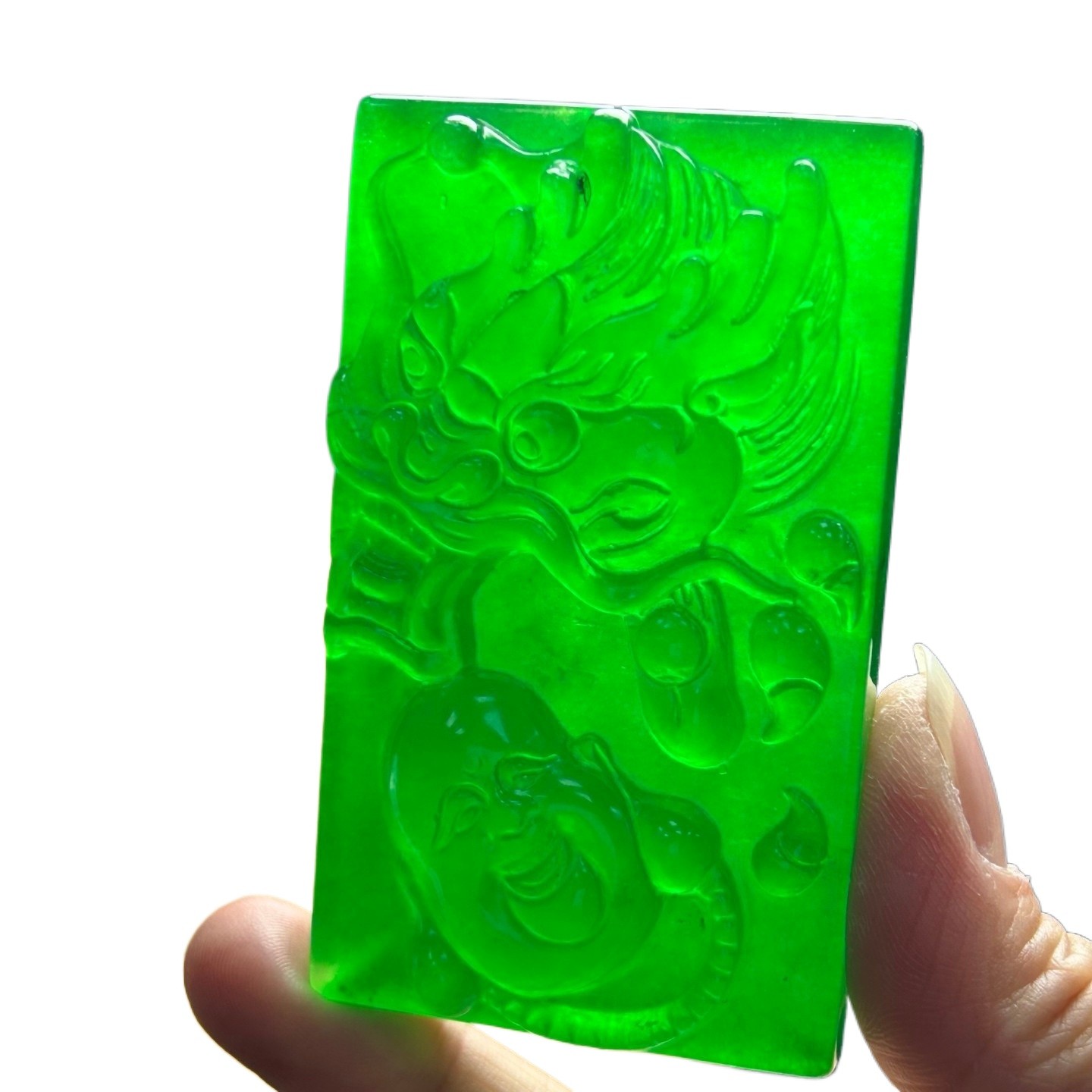 Natural Ice Burmese Jadeite Carved Dragon And Buddha Lucky Pendant Necklaces