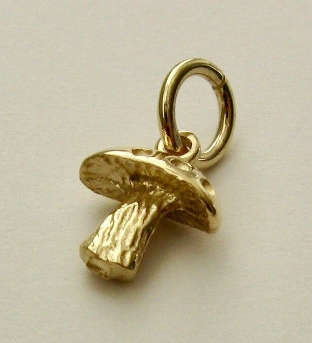SOLID 9K 9ct Yellow GOLD 3D TOADSTOOL MUSHROOM Charm PENDANT