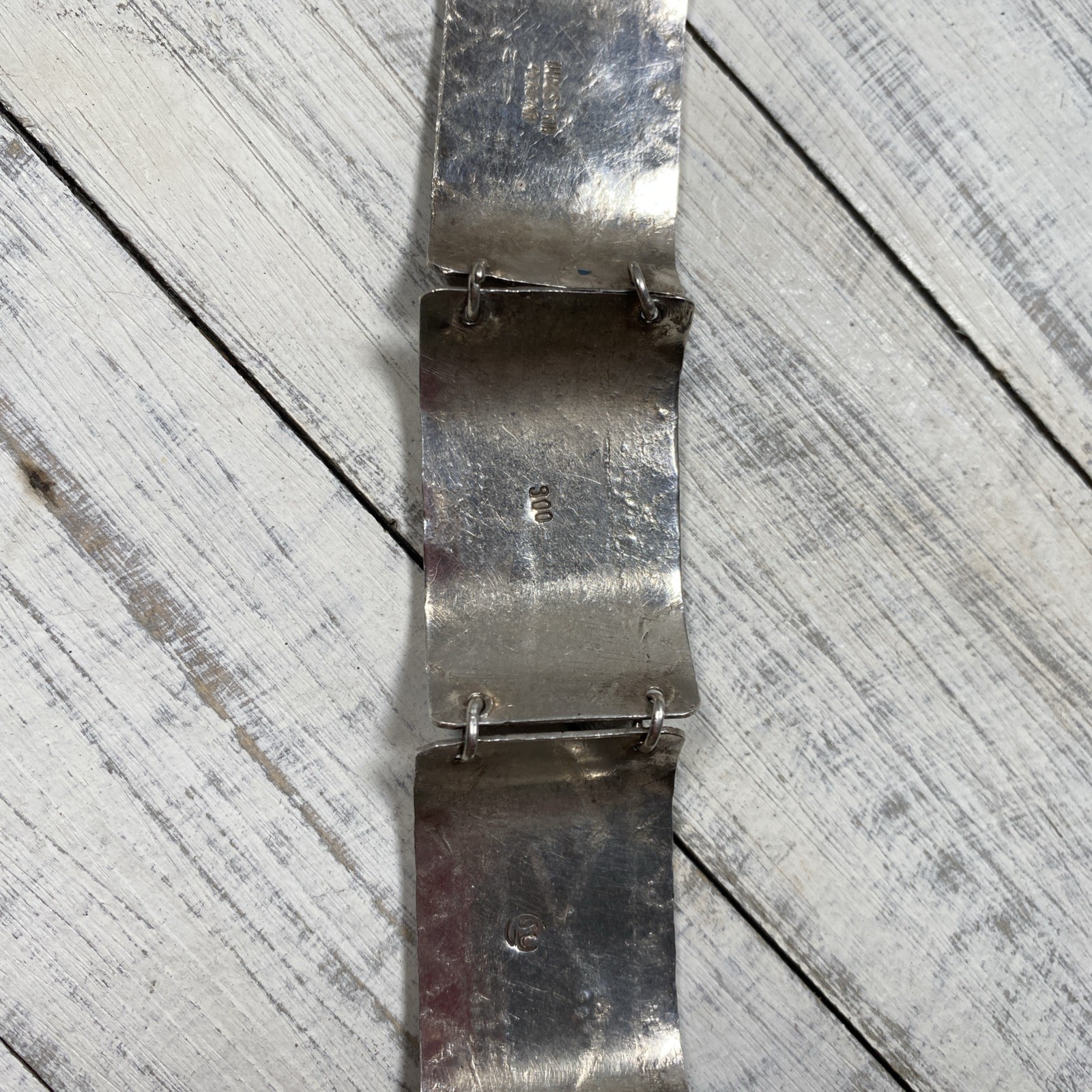 Peruvian Industries 900 Silver Vntg Linked Mayan & Alpaca Story Teller Bracelet