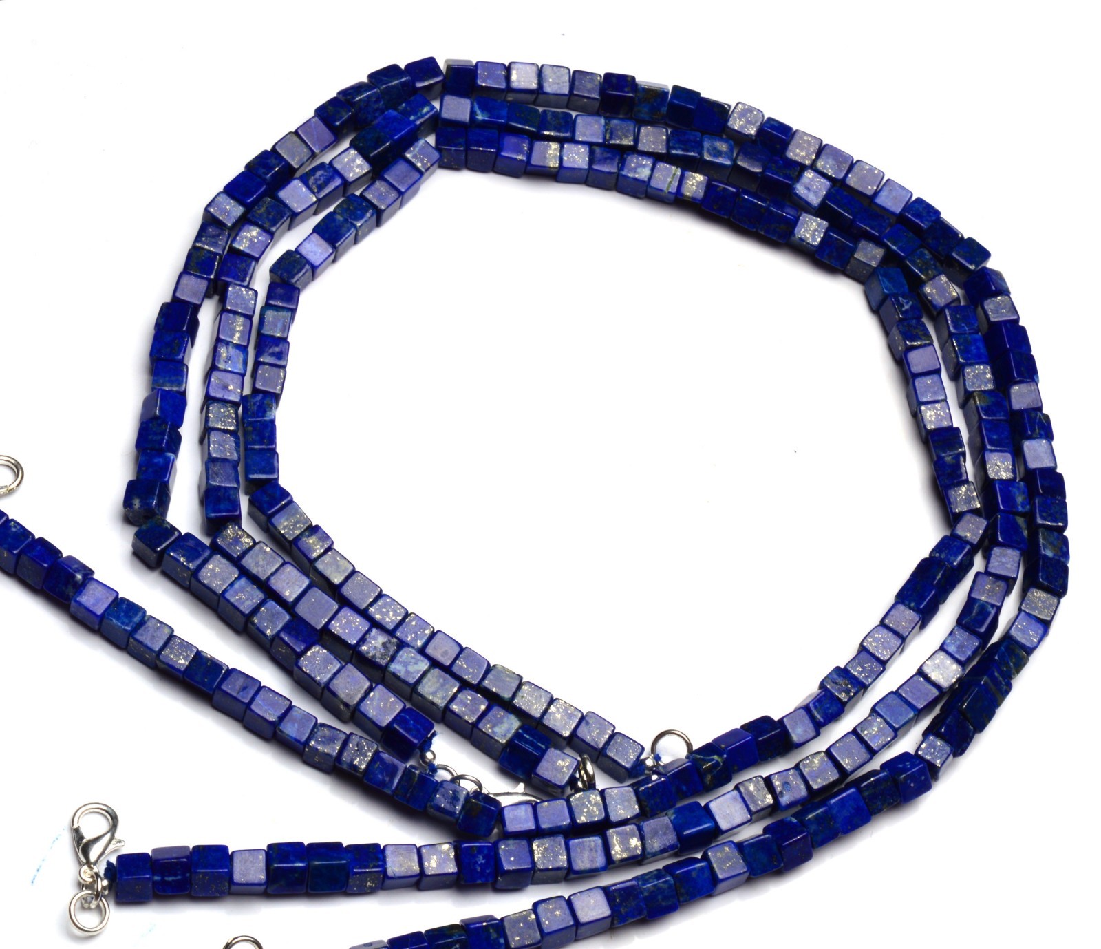 Natural Gem Afghanistan Lapis Lazuli 5MM Approx Size Cube Beads Necklace 17″