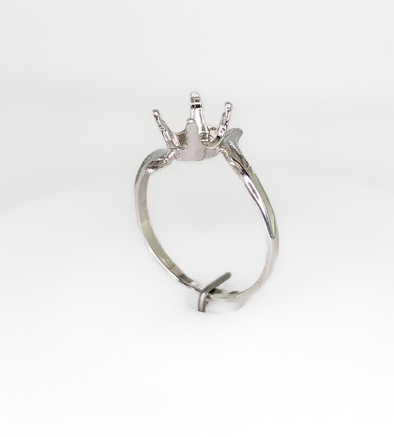 8 x 6 mm Oval Bypass Ring Setting Sterling Silver