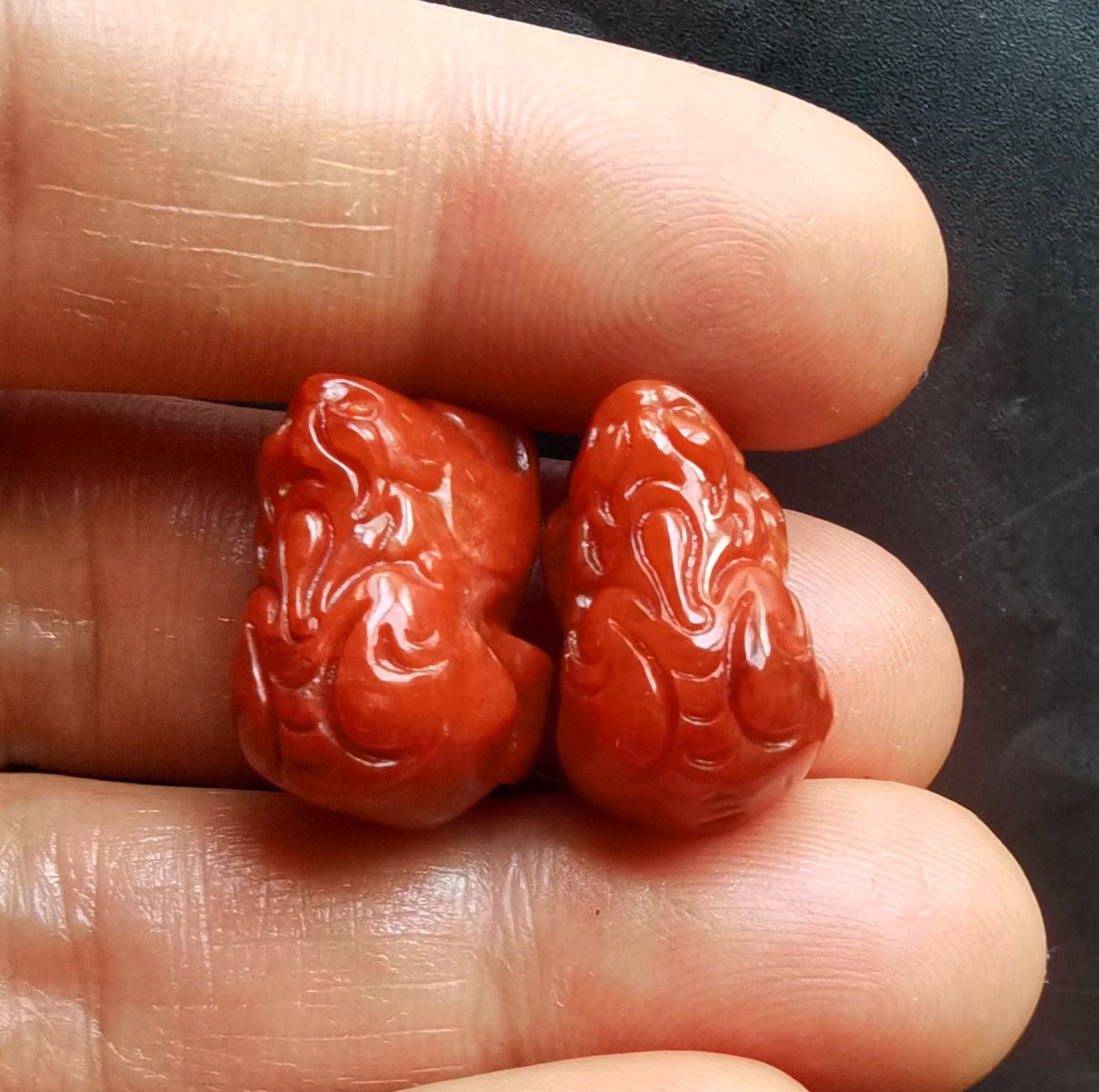 Hollow Rich Pixiu dragon carving red Jade stone pendant,amulet rope necklace