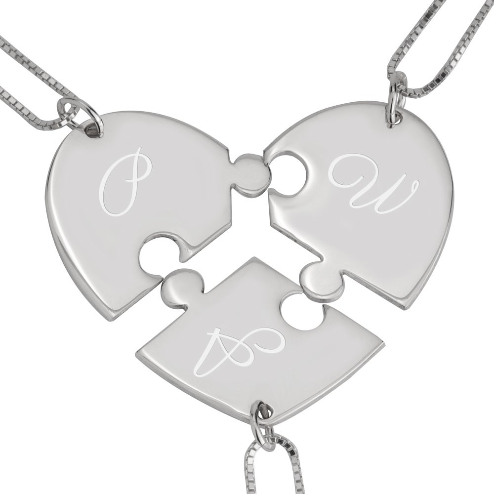 3 Piece Initial Puzzle Necklace personalized custom gift handmade