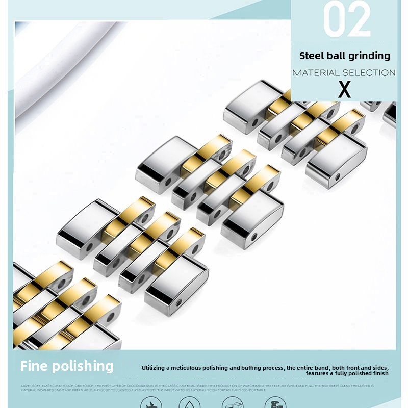Solid Stainless Steel Watch Band Strap Butterfly Clasp Bracelet 12-22mm with Arc