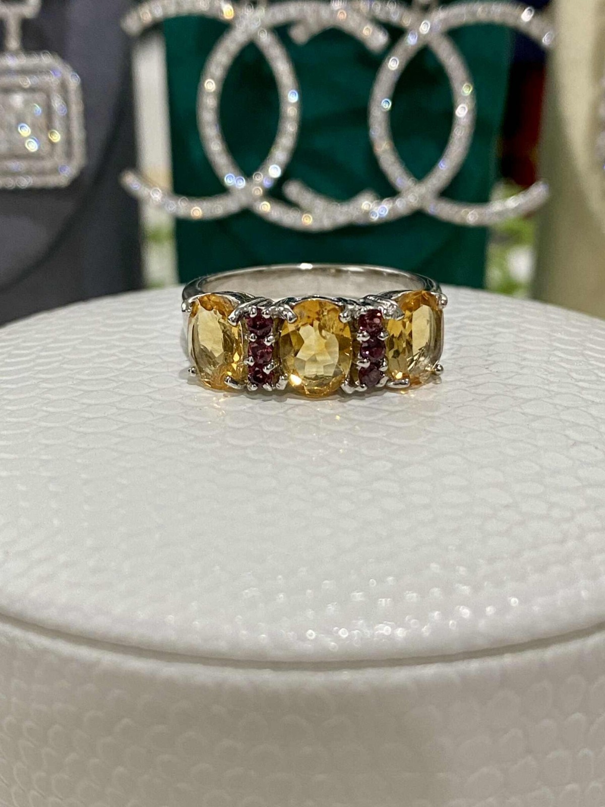 4.00 Ct Oval Cut Yellow Sapphire Diamond Engagement Ring 14K Solid White Gold 6