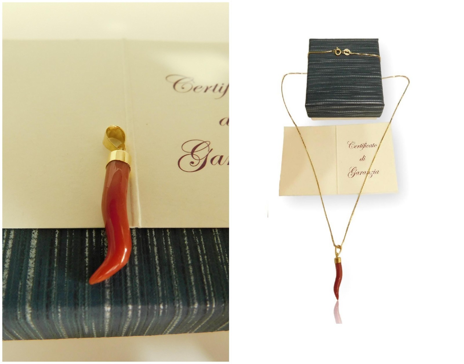 Lucky Horn Horn Cornet Silver Coral Pendant with Chain Men for