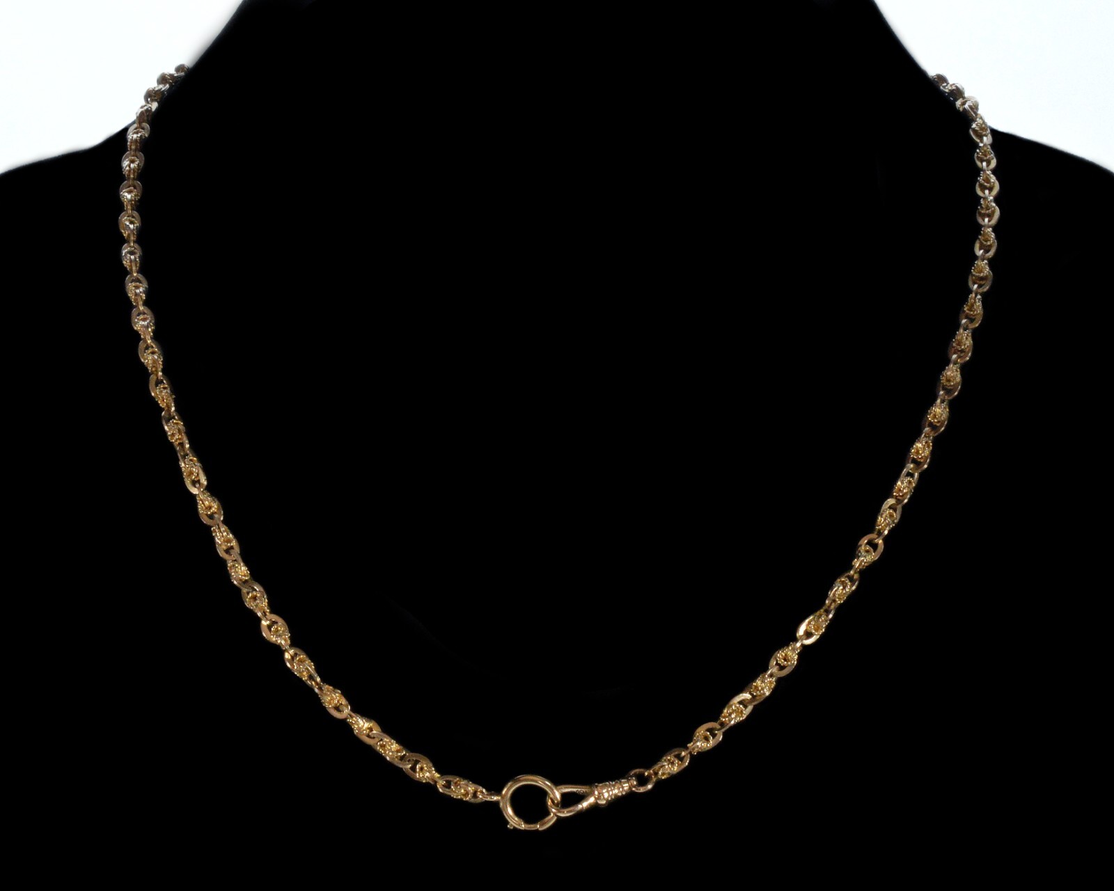 ANTIQUE VICTORIAN 10K GOLD FANCY LINK CHAIN NECKLACE 19 1/2″ C.1890 003873