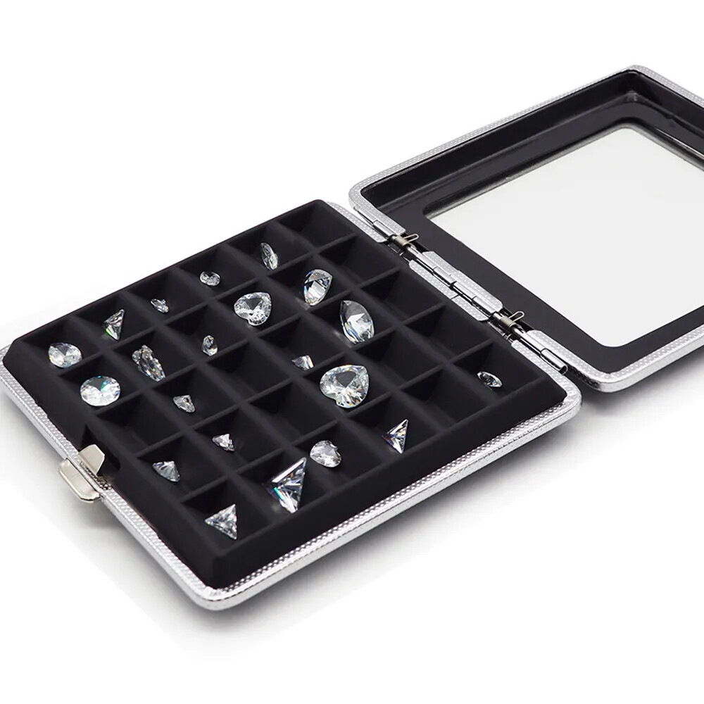 30 Grids Loose Diamond Gems Storage Box Gemstone Display Case Holder Collection