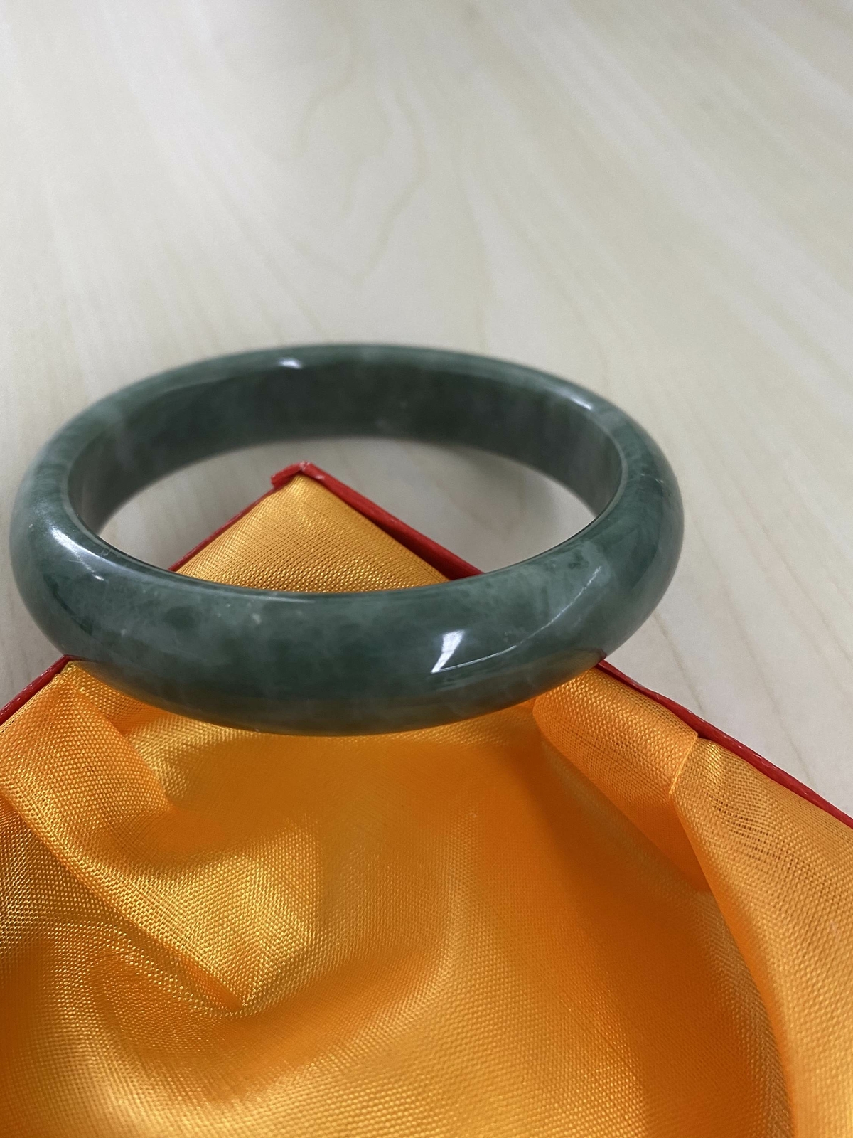 Beautiful Natural Real Chinese Green Jade Bangle Bracelet Emerald Green 61mm