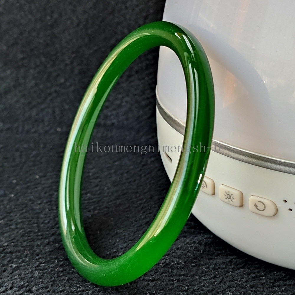 Certified Green 69mm Natural HeTian Jade Jasper Circle Big Bangle Bracelet 7977