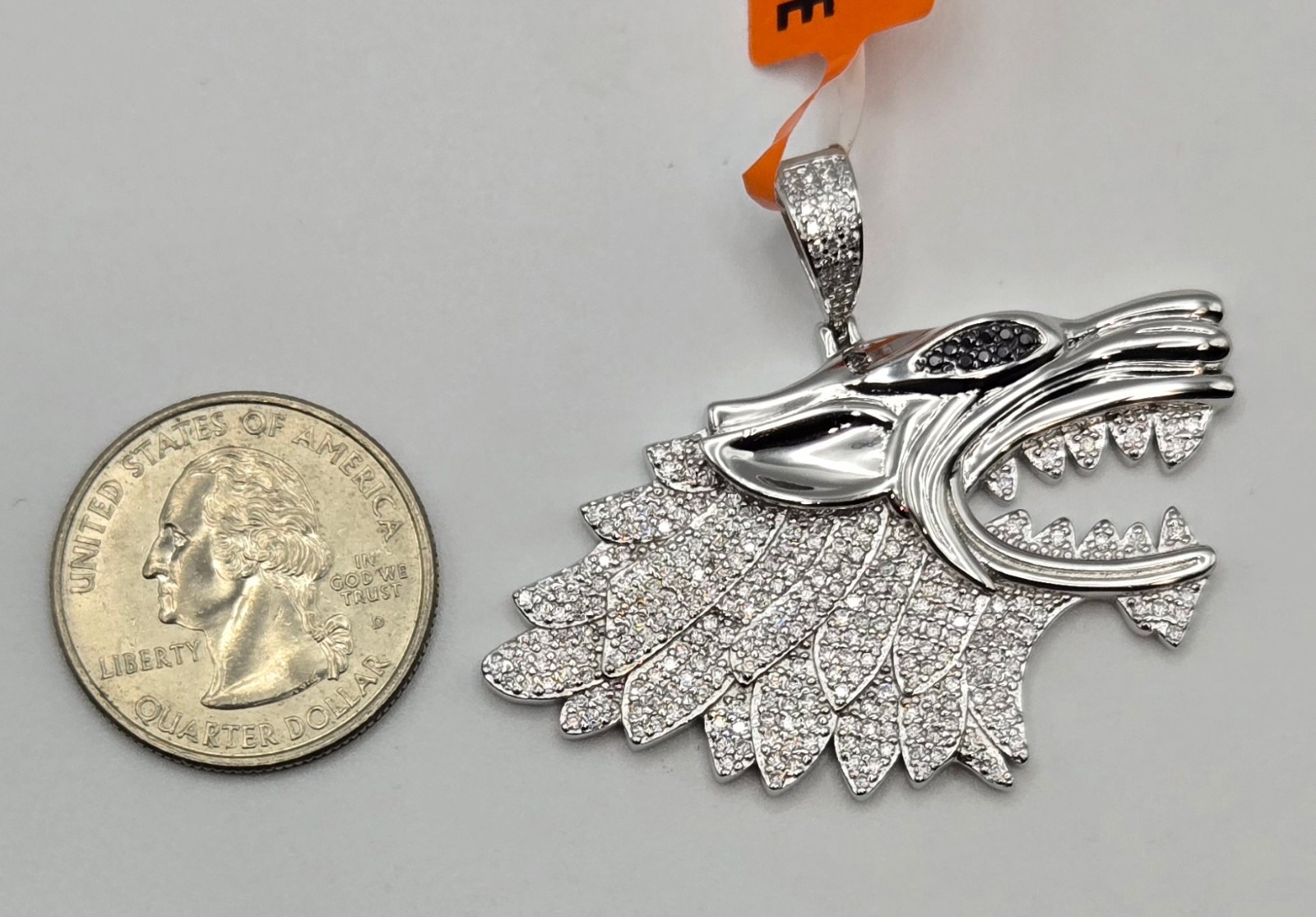 NEW Solid 925 Sterling Silver 2.5ctw real MOISSANITE Wolf Pendant – USA