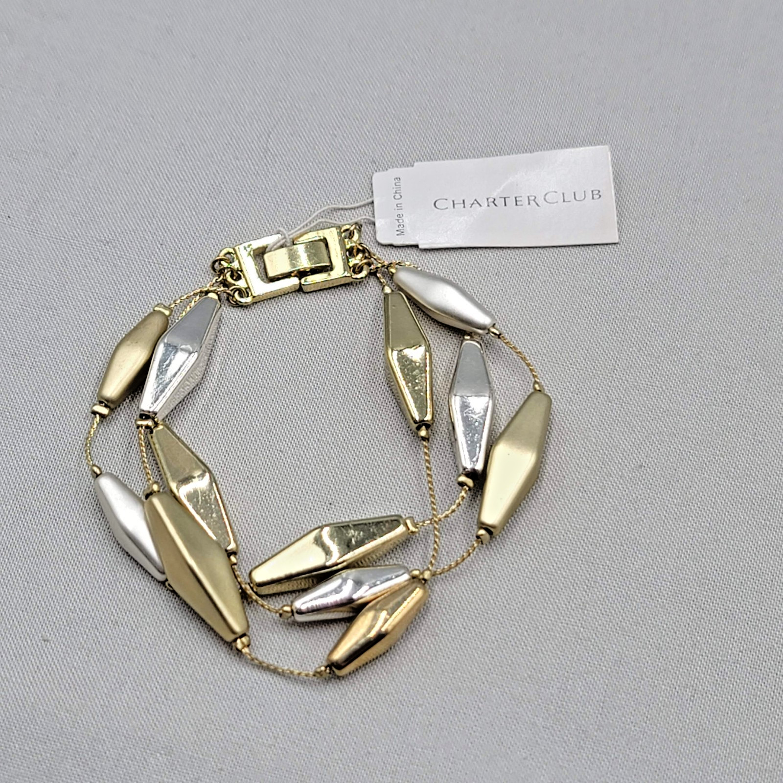 Charter Club NWT Bracelet Triple Bead Chain Gold and Silver tone