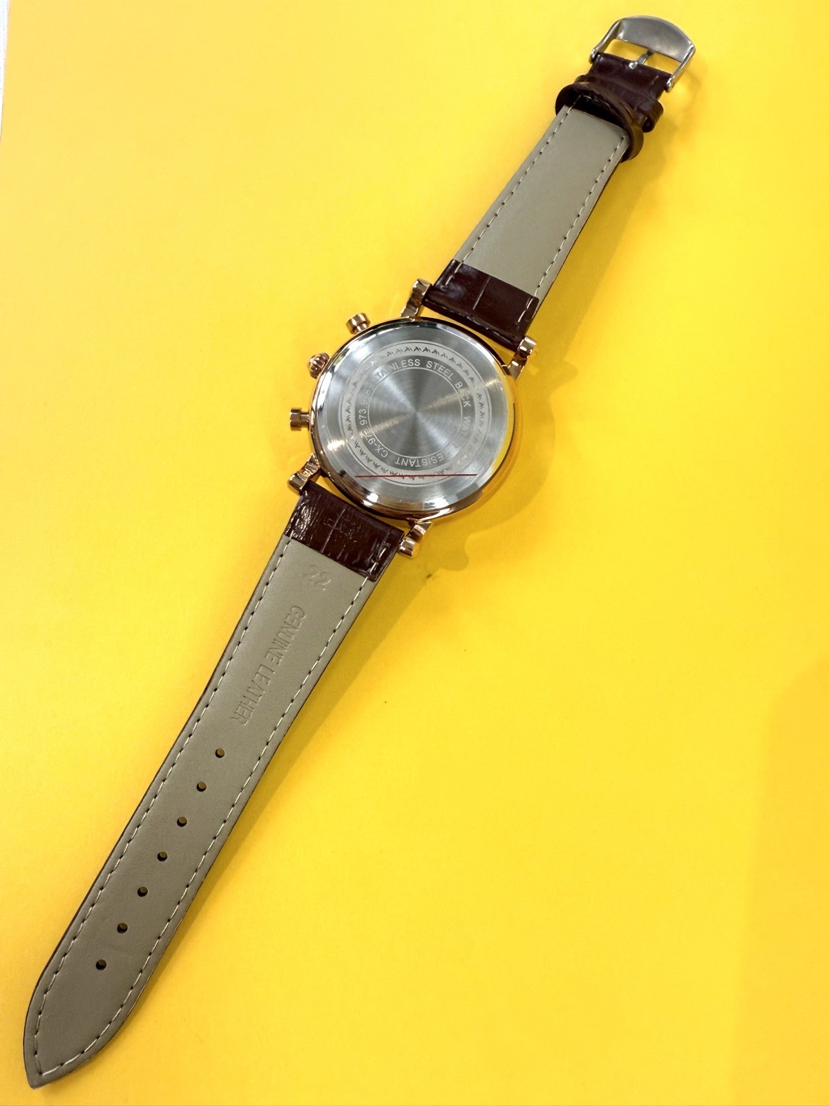 Mens Watch Chenxi Vintage Style Chronograph Moon Phase Cream Face Leather