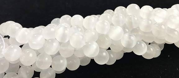 Natural Selenite Smooth Round Beads Size 6mm 8mm 10mm 12mm 16mm 18mm 15.5″Strand