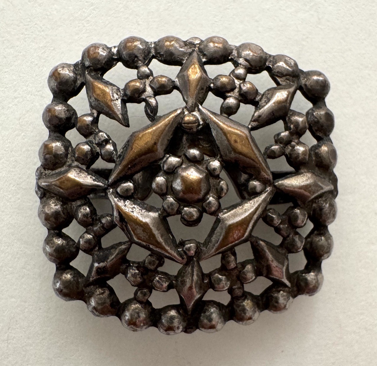 Vintage Deco Square Button Covers C&G Co. 1922 Patent Burnished Copper Tone 1″