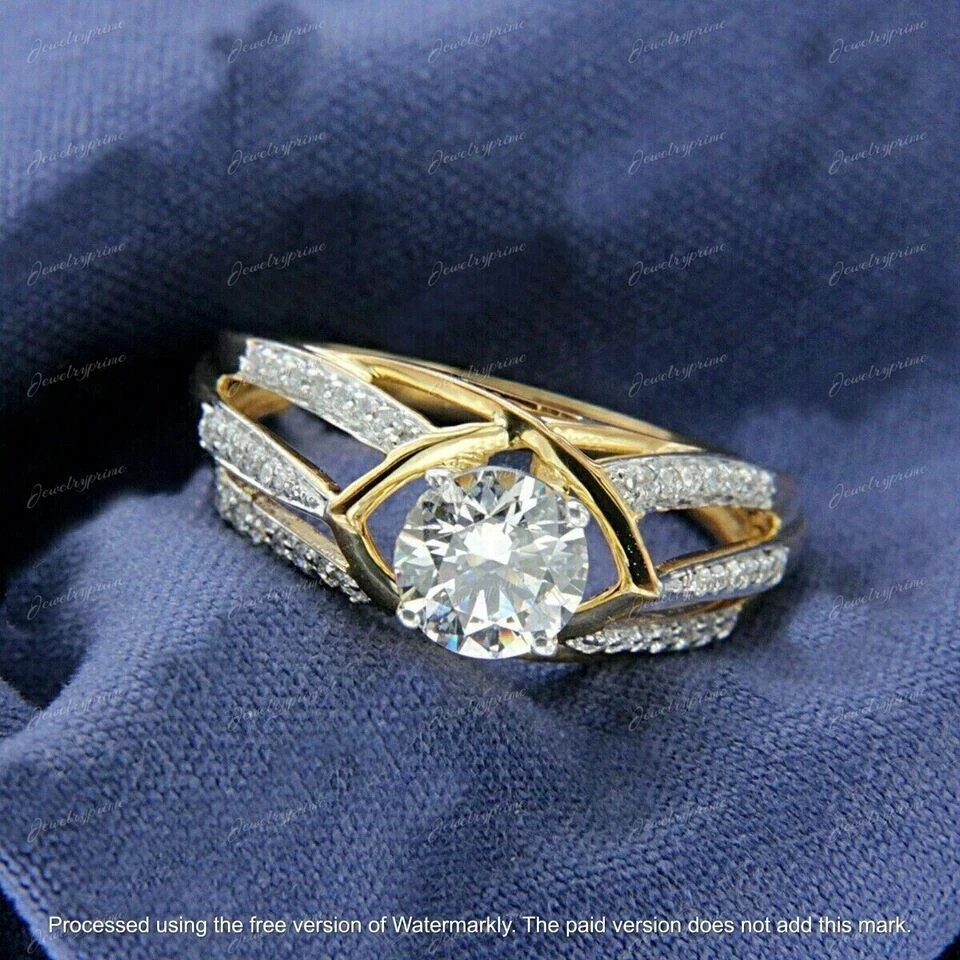3Ct Round Cut Lab Created Diamond Engagement Ring 14K Two Tone Gold Plated