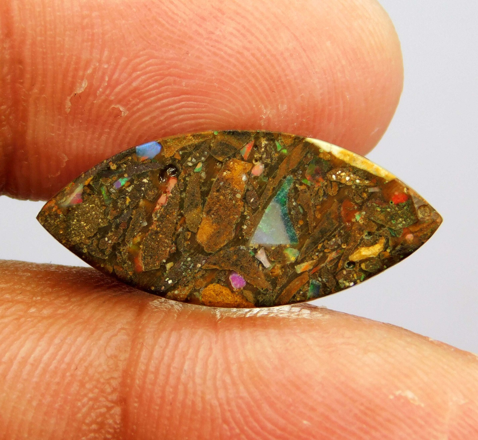 Australian Koroit Boulder Opal 9.35 Ct Marquise Cut Polished Natural Gemstone