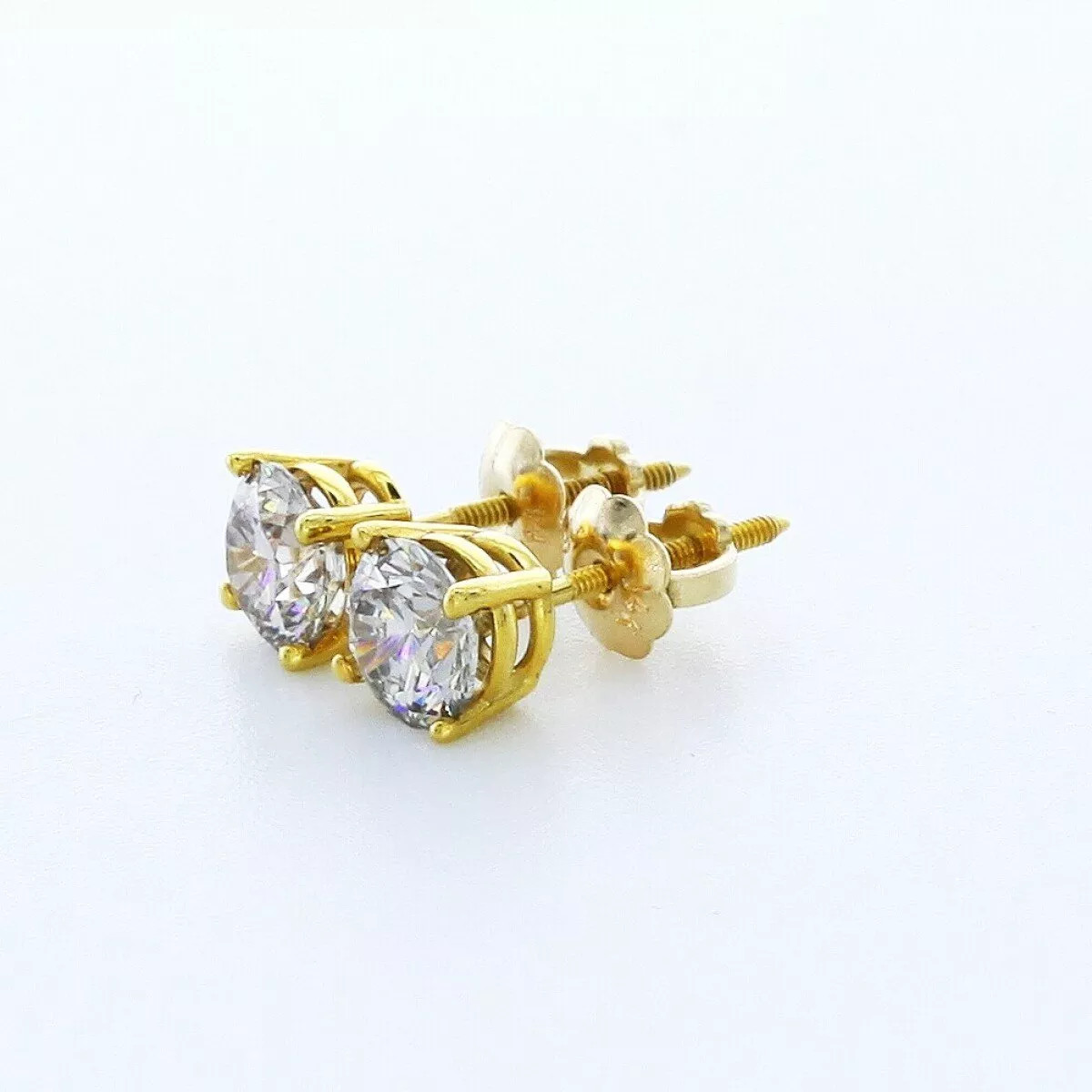 Stud Earrings Classic Solid 14K White Gold 1.26 CT Round Natural Diamond G SI1