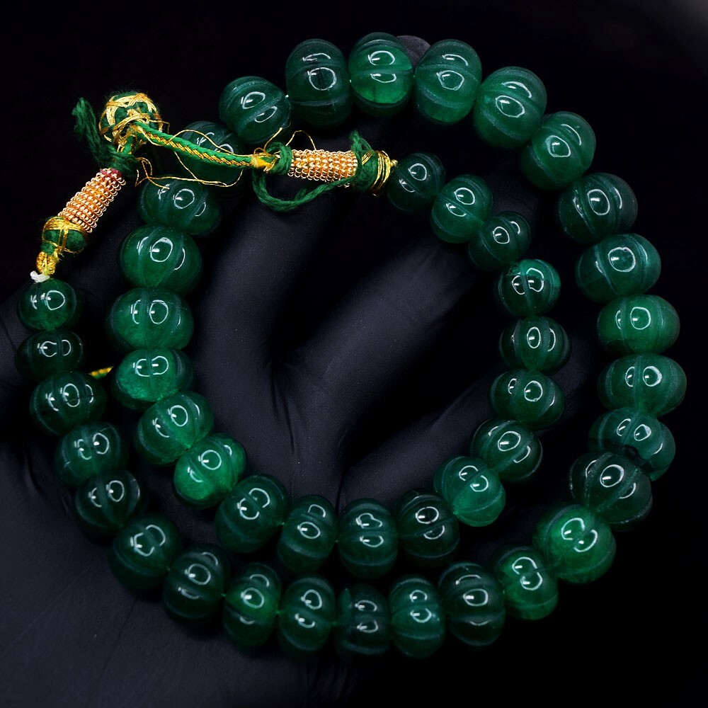 Wonderful Carved Green Emerald 700.00 Cts Beautiful Necklace Jewelery VK 42 E632