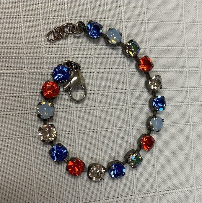 Sparkly Multicolor, Red-White & Blue, Tennis Bracelet, Unbranded
