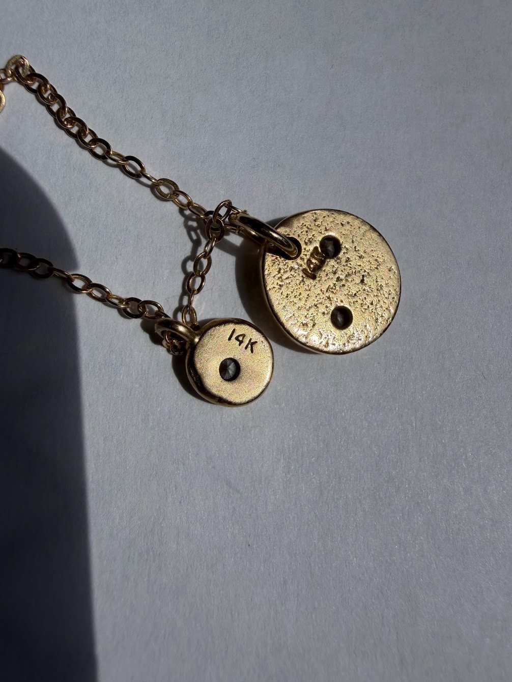 14k sandstone cast pendant necklace