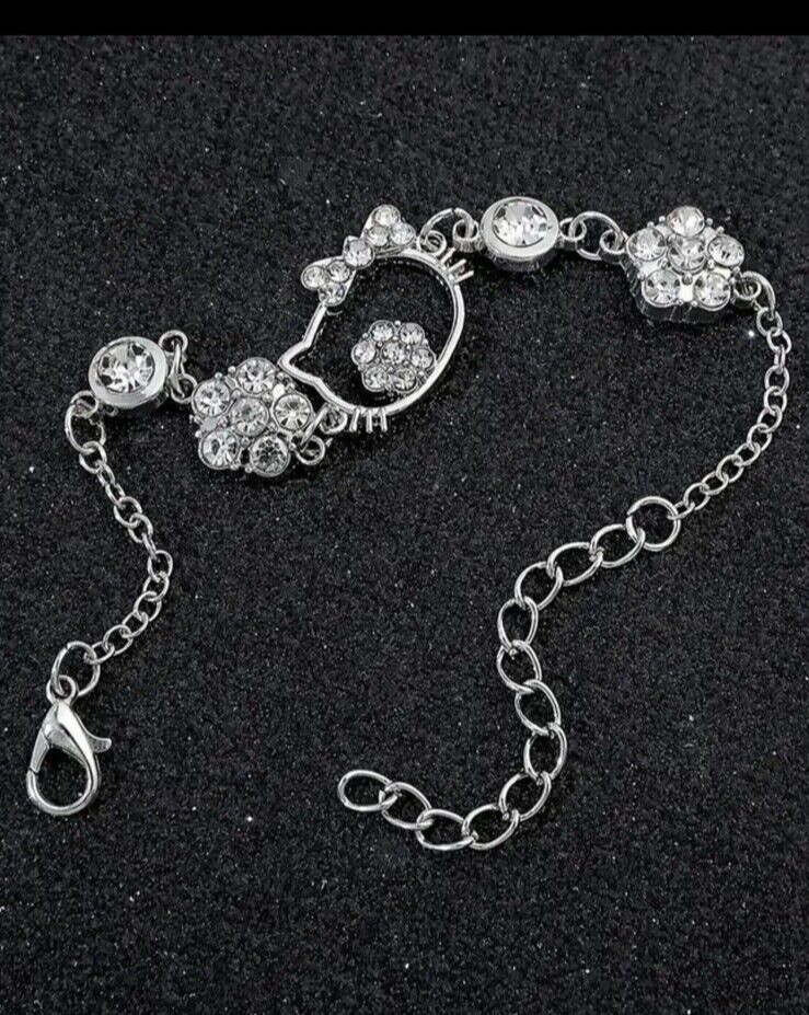 Sanrio Hello Kitty Pendant Bracelet, Cat And Flowers Design
