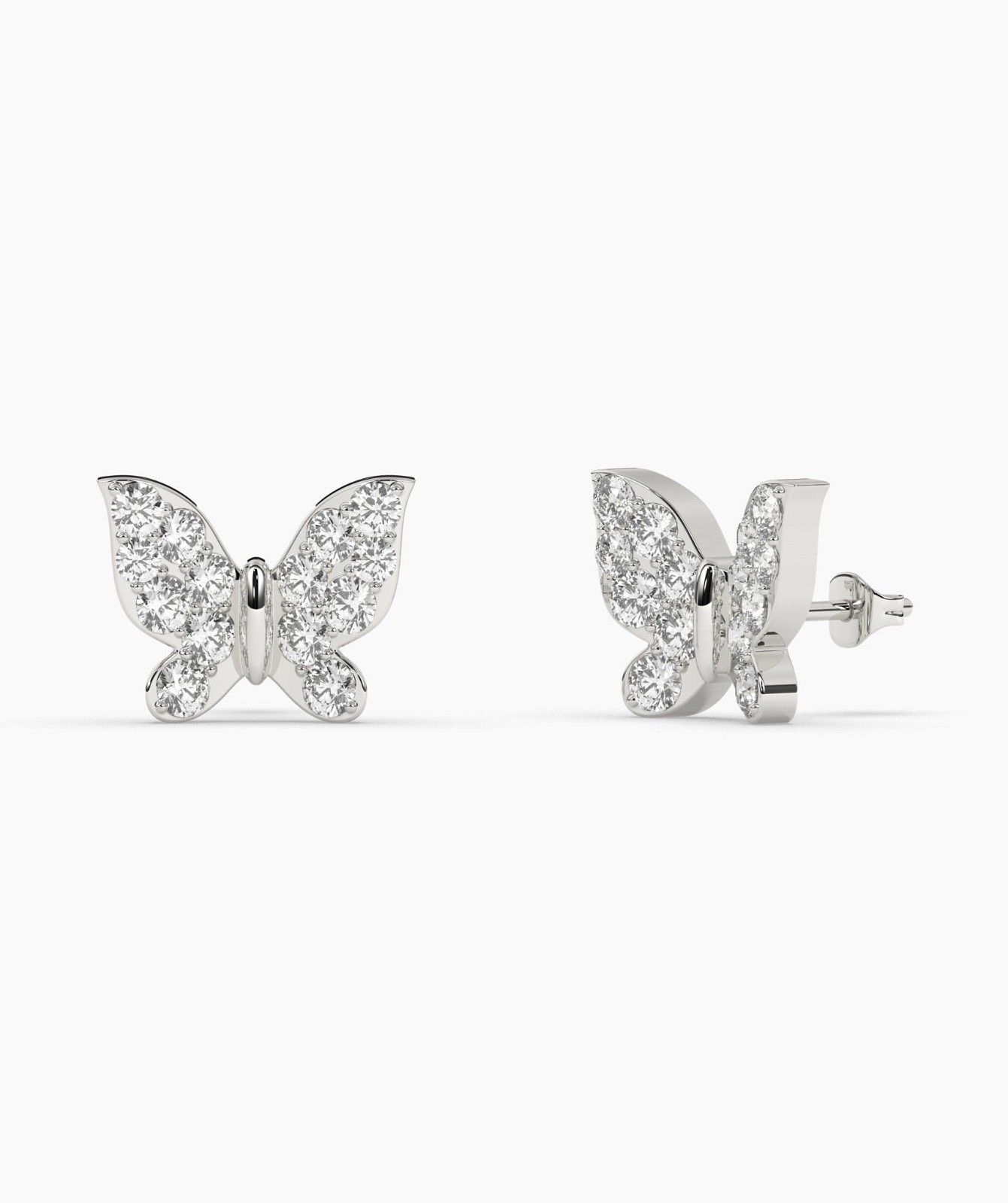 0.24 CT Round Lab Grown Diamond 14K Gold Butterfly Stud Fine Earrings For Woman