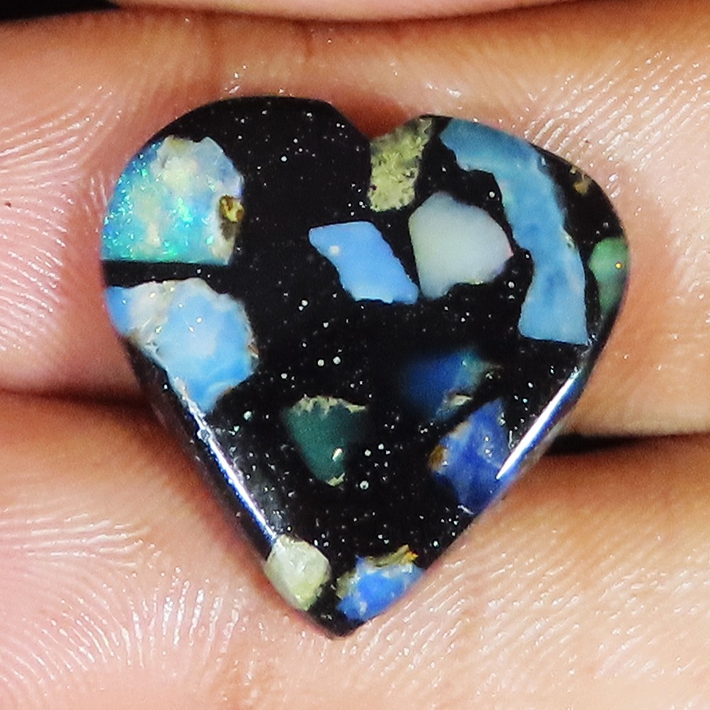 8.10 Cts Ethiopian Composite Opal Heart Cabochon Opal Gemstone 21x20x3 mm lp-191
