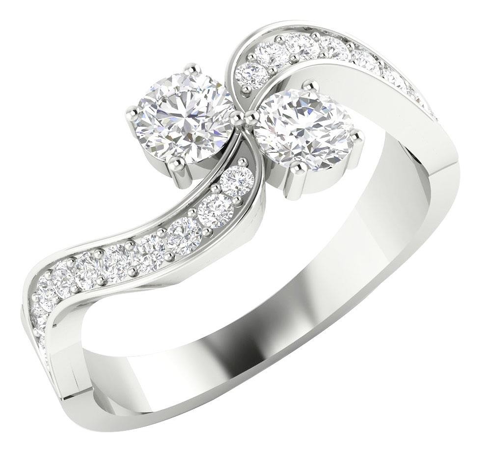 Forever Us Two Stone Lab Grown Diamond Solitaire Ring VS F 0.90Ct 14K Rose Gold