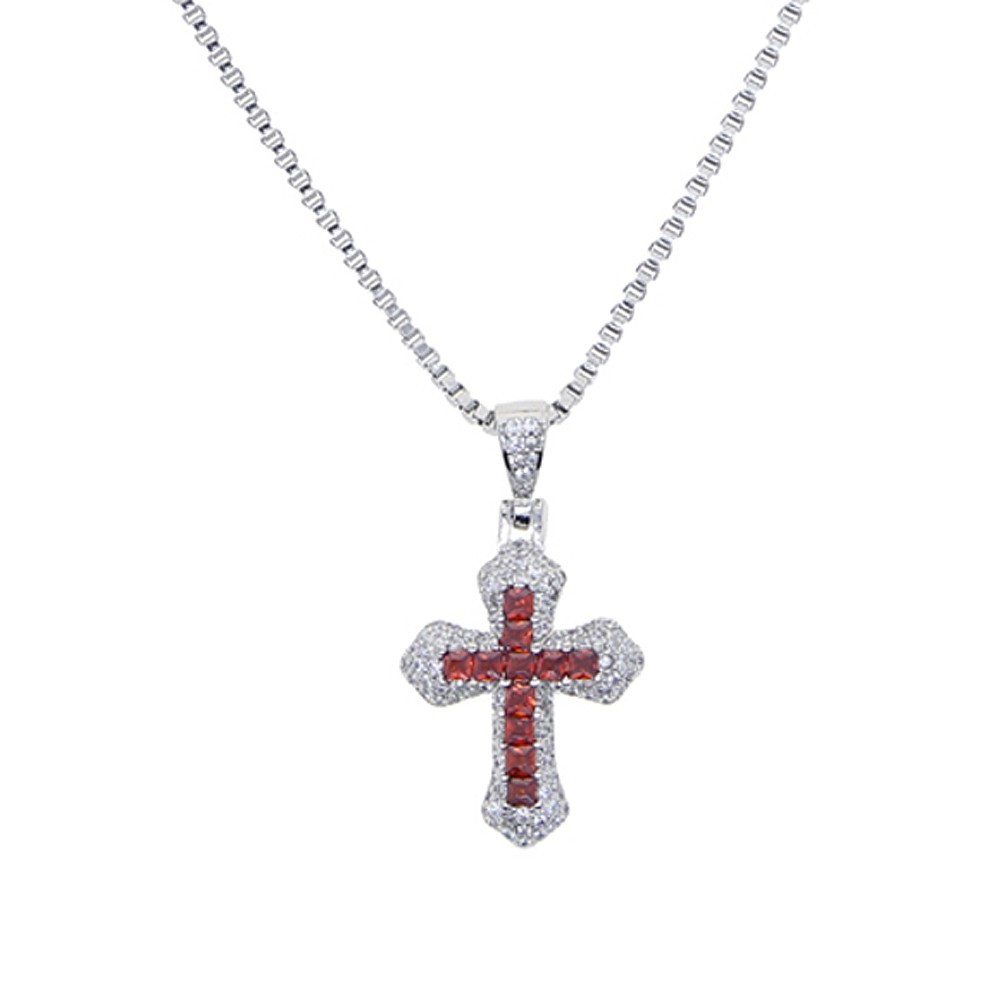 5AAA+ CZ Hip Hop Iced Out Bling CROSS Pendant Necklace 14k Real Gold Plated