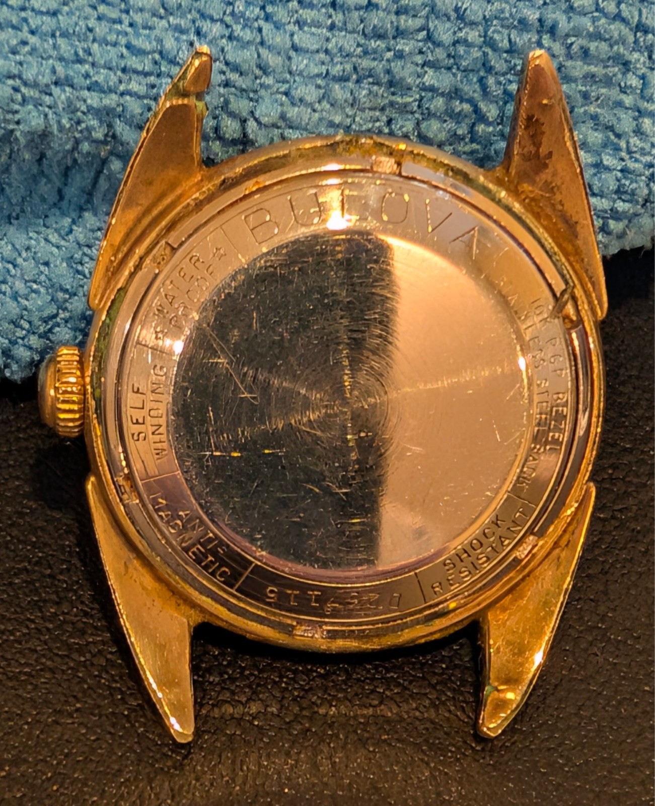 Vintage 1950s Bulova 23 Jewels Automatic RUNNING Sunburst Radial Dial 10k RGP