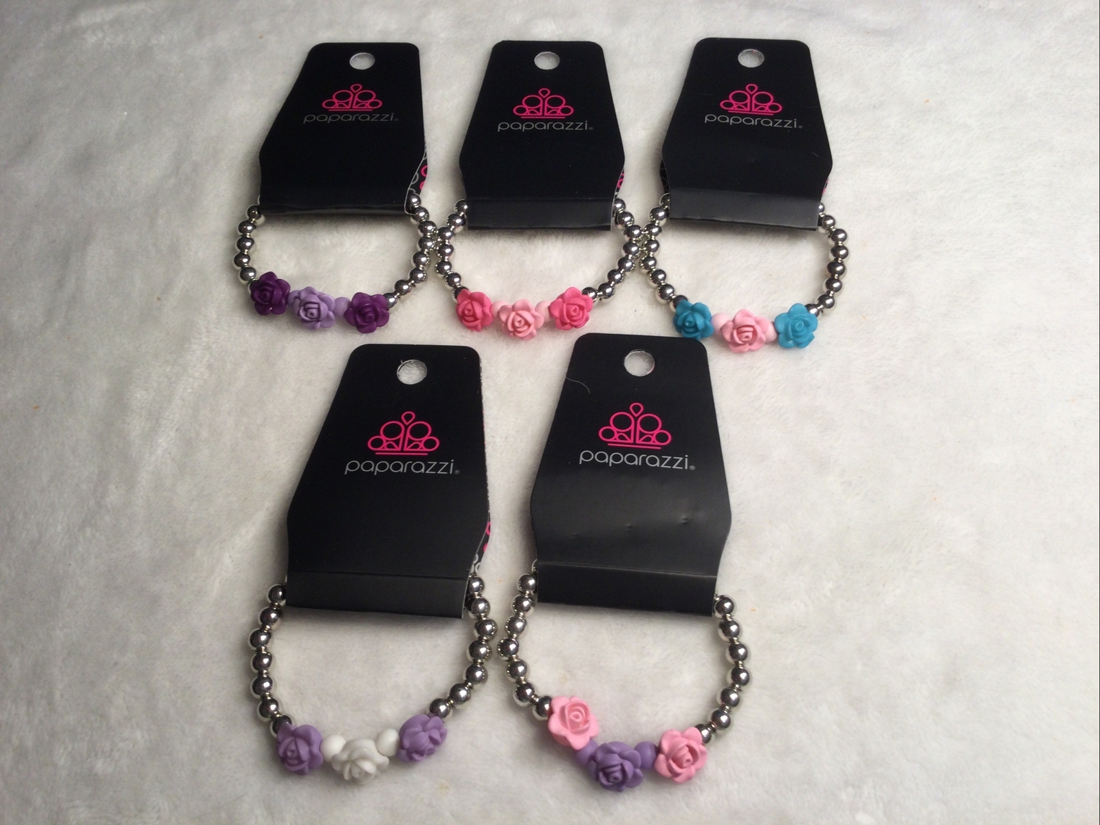 Kids Pretty 3 Rose Bead 5pc Bracelet Set Paparazzi New