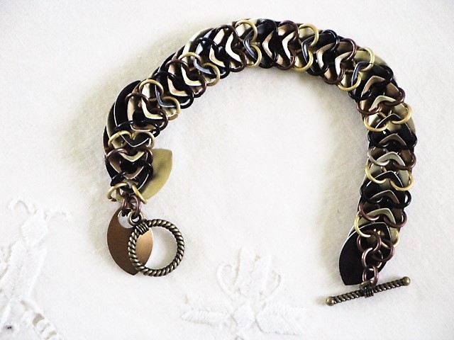 Bronze, Gold & Black Dragon Scale Mail Bracelet