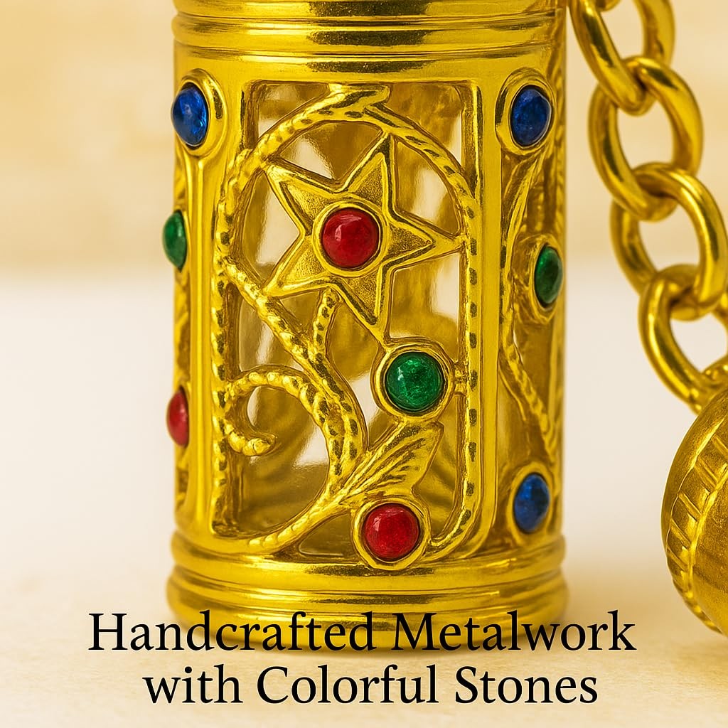 3 ARCHES USA Refillable Glass Anointing Oil Keychain Bottle 0.2 Ounces, Gold
